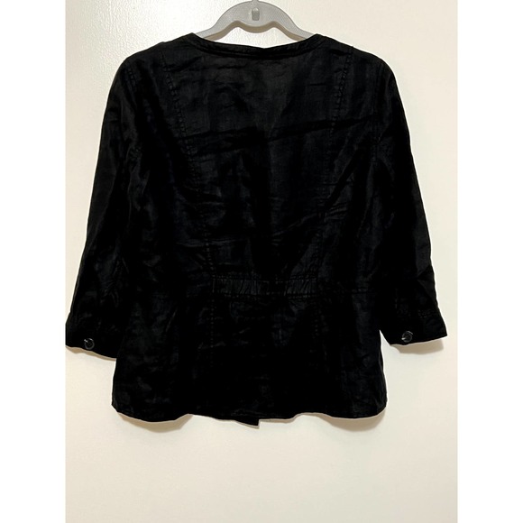 Two by Vince Camuto Black Linen 3/4 sleeve button down Jacket top size medium - Picture 7 of 7